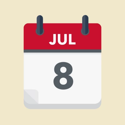 Calendar icon showing 8th July
