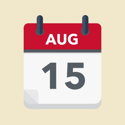 Calendar icon showing 15th August
