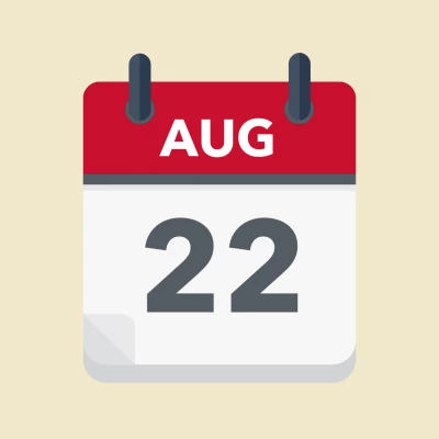 Calendar icon showing 22nd August