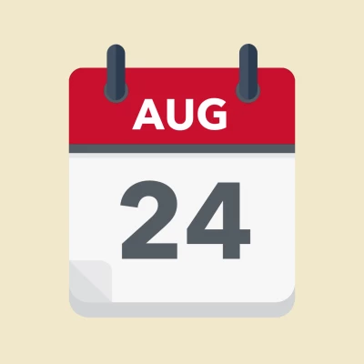 Calendar icon showing 24th August